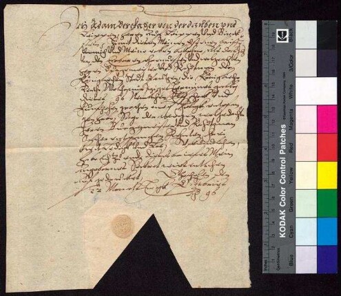 Adam Berka von Duba auf Böhmisch Leipa (Leippen) und Bürgstein (Birckstein) bestätigt Bürgermeister und Rat der Stadt Bautzen den Empfang der königlichen Jahrrente, die zu Galli 1596 zu entrichten war.
