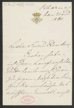 Brief an Minna Strecker : 30.07.1880