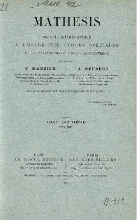 TOME SEPTIÈME JUIN 1887.