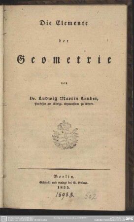 Die Elemente der Geometrie