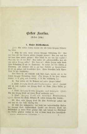 Erster Kursus (Erstes Jahr)