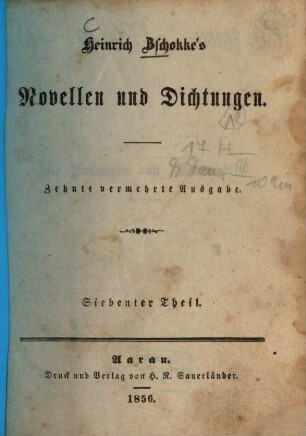 Heinrich Zschokke's Novellen und Dichtungen, 7