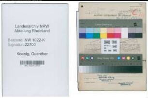 Entnazifizierung Guenther Koenig , geb. 03.06.1920 ()