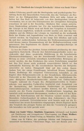 116-117 [Rezension] Adamus de Sancto Victore, Sämtliche Sequenzen