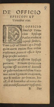 De Officio Episcopi Et Virtutibus eius.