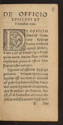 De Officio Episcopi Et Virtutibus eius.
