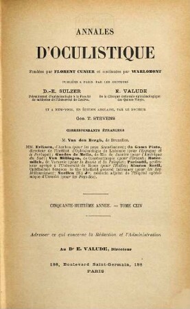 Annales d'oculistique. 114 = A. 58. 1895