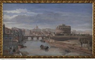 Romvedute mit Tiber, Engelsburg und Petersdom von Osten