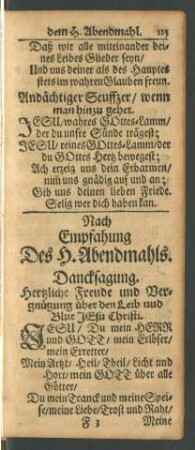 Nach Empfahung Des H. Abendmahls