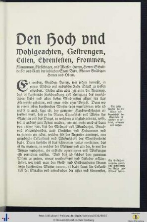 Den Hoch und wohlgeachten, Gestrengen, Edlen, Ehrenfesten, Frommen...