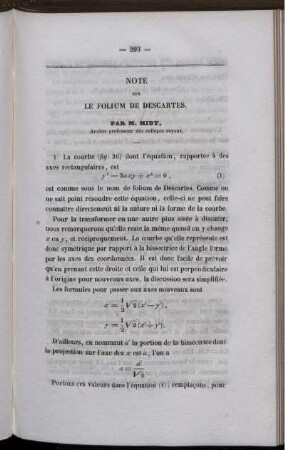 Note sur le folium des descartes.