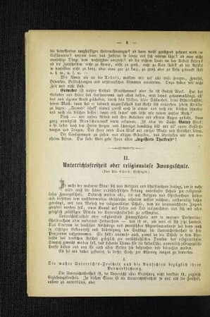 Unterrichtsfreiheit oder religionslose Zwangsschule