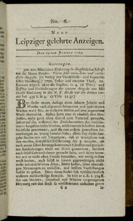 No. 6. Den 19ten Januar 1789.