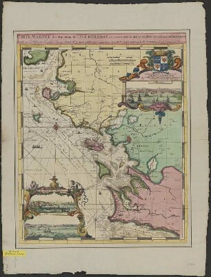 Karte der Atlantikküste Frankreichs von der Loiremündung bis zur Girondemündung, 1:420 000, Kupferstich, 1693 : Carte Marine des Environs de l'Isle d'Oleron : a l'usage des Armées du Roy de la Grande Bretagne ; [Gewidmet] Wilhelmo Fabritio ; Avec Privilége de Nosseigneurs les Etats / Dreßé sur les Memoires les plus Nouveaux Par le SR. Romain de Hooge. - [Ca. 1:420 000]. - Amsterdam : P. Mortier , 1693. - 1 Kt. : Kupferst. ; 45 x 53 cm