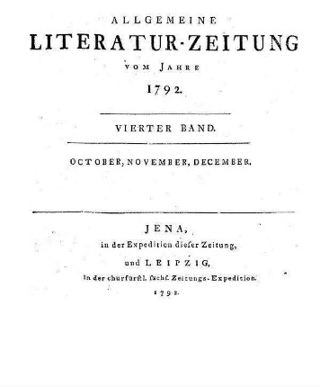1792: Allgemeine Literatur-Zeitung