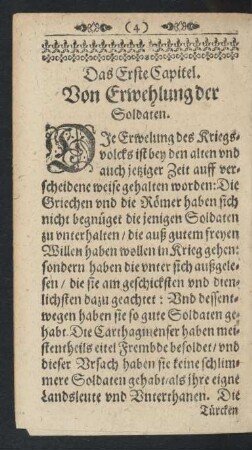 Das Erste Capitel. Von Erwehlung der Soldaten