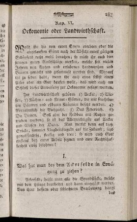 Kap. VI. Oekonomie oder Landwirthschaft