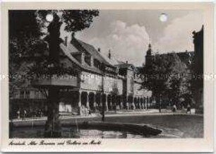 Arnstadt, Alter Brunnen und Galerie am Markt