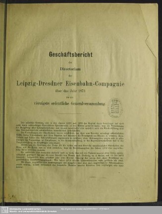 40.1873: Geschäftsbericht des Directorium der Leipzig-Dresdner Eisenbahn-Compagnie : über das Jahr ...