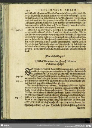 Das vierdte Capitel. Von der Verantwortung, so auff D. Hoens Schrifften erfolget
