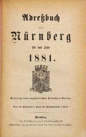 Adreßbuch von Nürnberg. 1881
