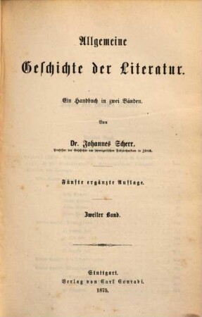Allgemeine Geschichte der Literatur : ein Handbuch in zwei Bänden, 2