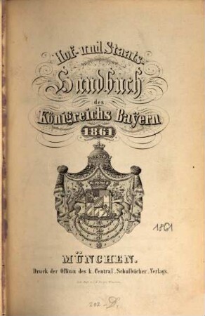 Hof- und Staatshandbuch des Königreichs Bayern. 1861