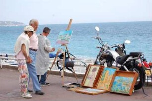 Nizza - Maler an der Promenade : Maler und Passanten, an der Promenade des Anglais in Nizza. 2006