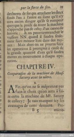 Chapitre IV. Comparaison de la machine de Mons-Savery avec la nôtre