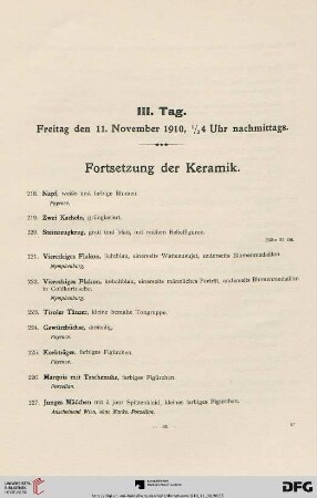 III. Tag. Fortsetzung der Keramik (Nr. 218-344)