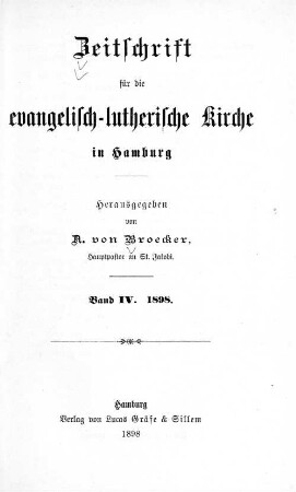 4.1989: Zeitschrift für die Evangelisch-Lutherische Kirche in Hamburg
