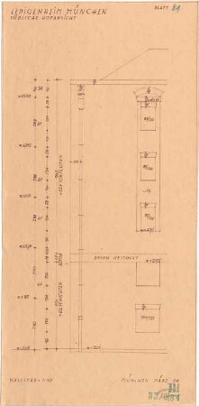 Fischer, Theodor; München - Westend, Bergmannstr.; Ledigenheim - Hofseite Süd (Ansicht)
