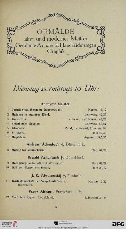 Dienstag vormittags 10 Uhr (Nr. 1-99)