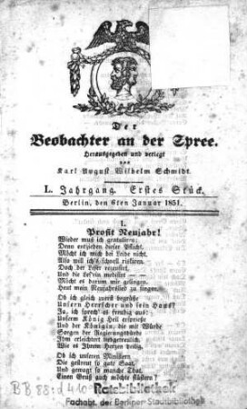 1. Stueck, 6. Januar 1851
