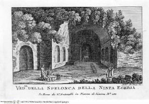 Nuova raccolta delle principali vedute antiche, e moderne dell'alma città di Roma e sue vicinanze / incise a bullino da Achille Parboni l'anno 1824 Roma, Giacomo Antonelli, letztes Jahr im Buch: 1829 - ca. 1830Veduta della Spelonca della Ninfea Egeria - Nuova raccolta delle principali vedute antiche ...