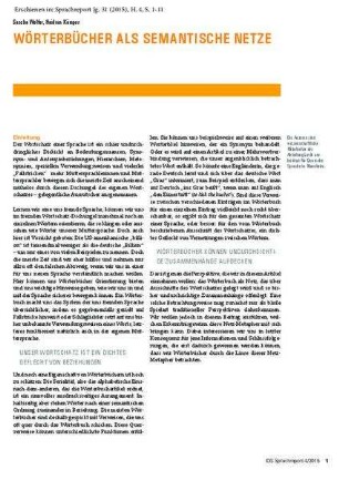 Wörterbücher als semantische Netze