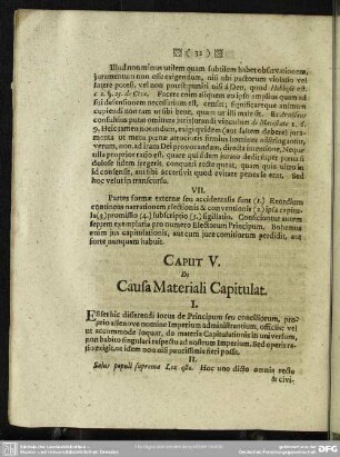 Caput V. De Causa Materiali Capitulat