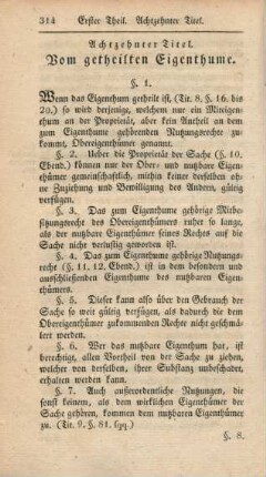 Achtzehnter Titel. Vom getheilten Eigenthume.