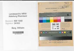 Entnazifizierung Wilhelm Berg , geb. 07.04.1897 (Vermessungstechniker)