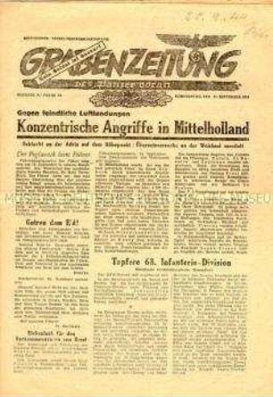 Kriegszeitung der Panzertruppen der Wehrmacht zu Angriffen der Alliierten in Holland