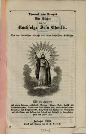 Vier Bücher von der Nachfolge Jesu Christi : mit 16 Kupfern