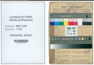 Entnazifizierung Johann Hamacher , geb. 16.03.1901 (Beamter)