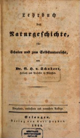 Lehrbuch der Naturgeschichte für Schulen und zum Selbstunterricht