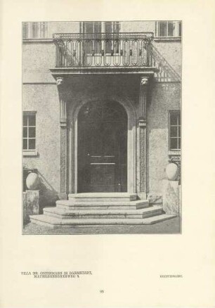 Villa Dr. Ostermann in Darmstadt, Mathildenhöhenweg 5. Haupteingang