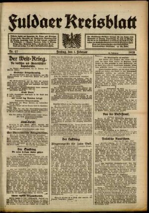 Ausgabe vom Freitag, den 01. Februar 1918.