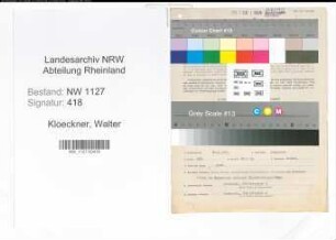 Entnazifizierung Walter Kloeckner , geb. 30.04.1911 (Beamter)