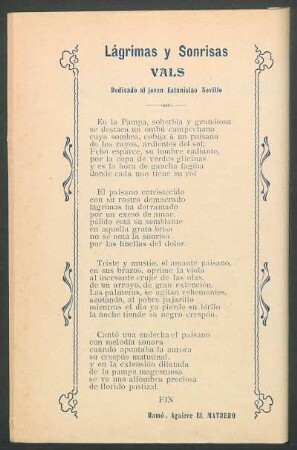 Lágrimas y sonrisas : Vals. Dedicado al joven Estanislao Novillo.