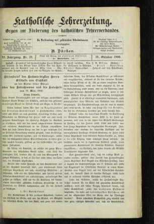 Hirtenbrief des Hochwürdigsten Herrn Bischofs von Eichstätt an den Klerus seiner Diöcese über den Katechismus und die Katechese vom 19. März 1900