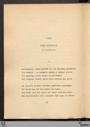 CXIII. Der Schwan - An Victor Hugo