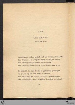 CXIII. Der Schwan - An Victor Hugo